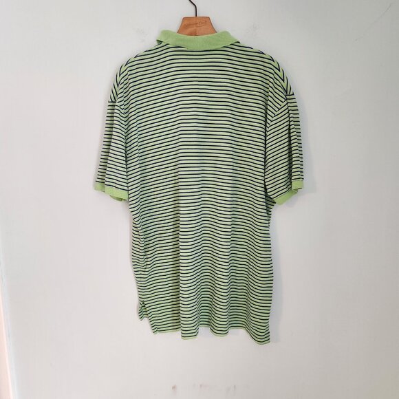 Polo Ralph Lauren Polo Shirt Green Blue Striped Short Sleeve Pony XL‎ Golf EUC - Picture 5 of 9